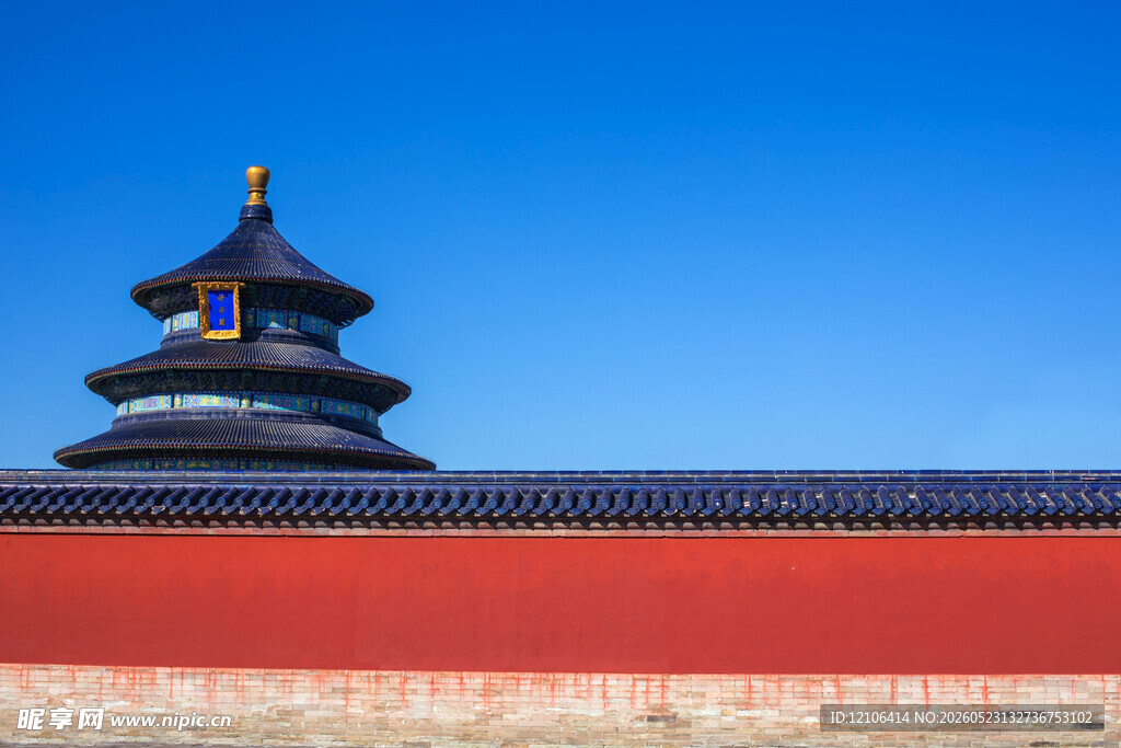 天坛红墙与古建筑景观