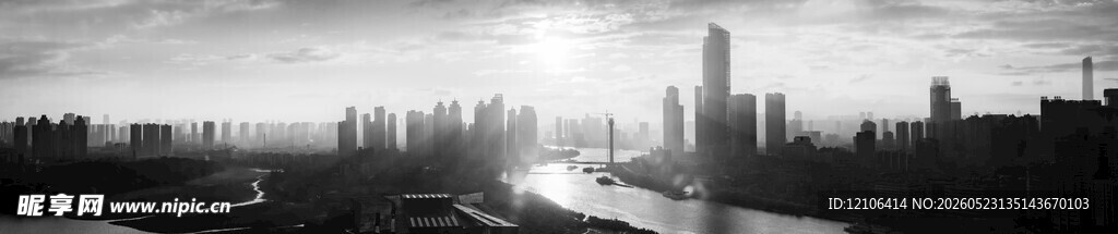 城市天际线黑白景观