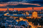 武汉城市夜景与黄鹤楼风光