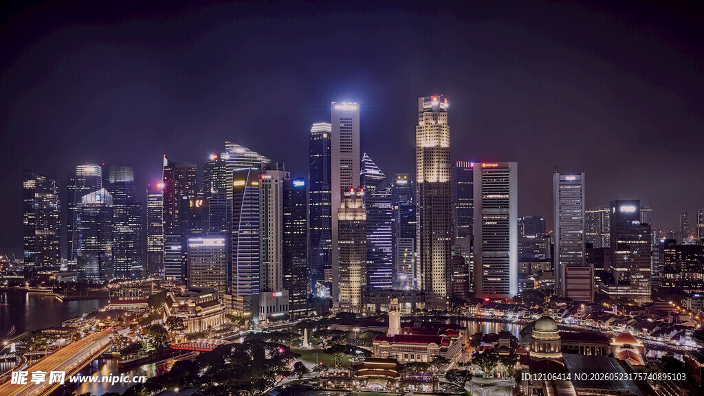 繁华都市夜景璀璨灯火