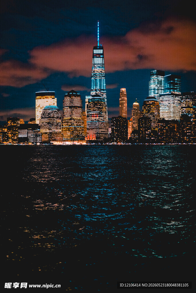 纽约城市夜景天际线