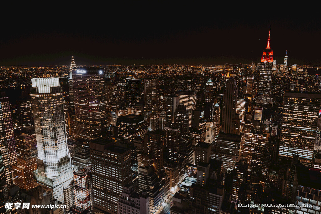 纽约城市璀璨夜景俯瞰