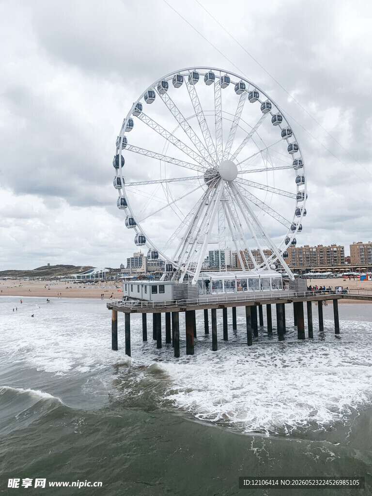 海边摩天轮浪漫海滨景致