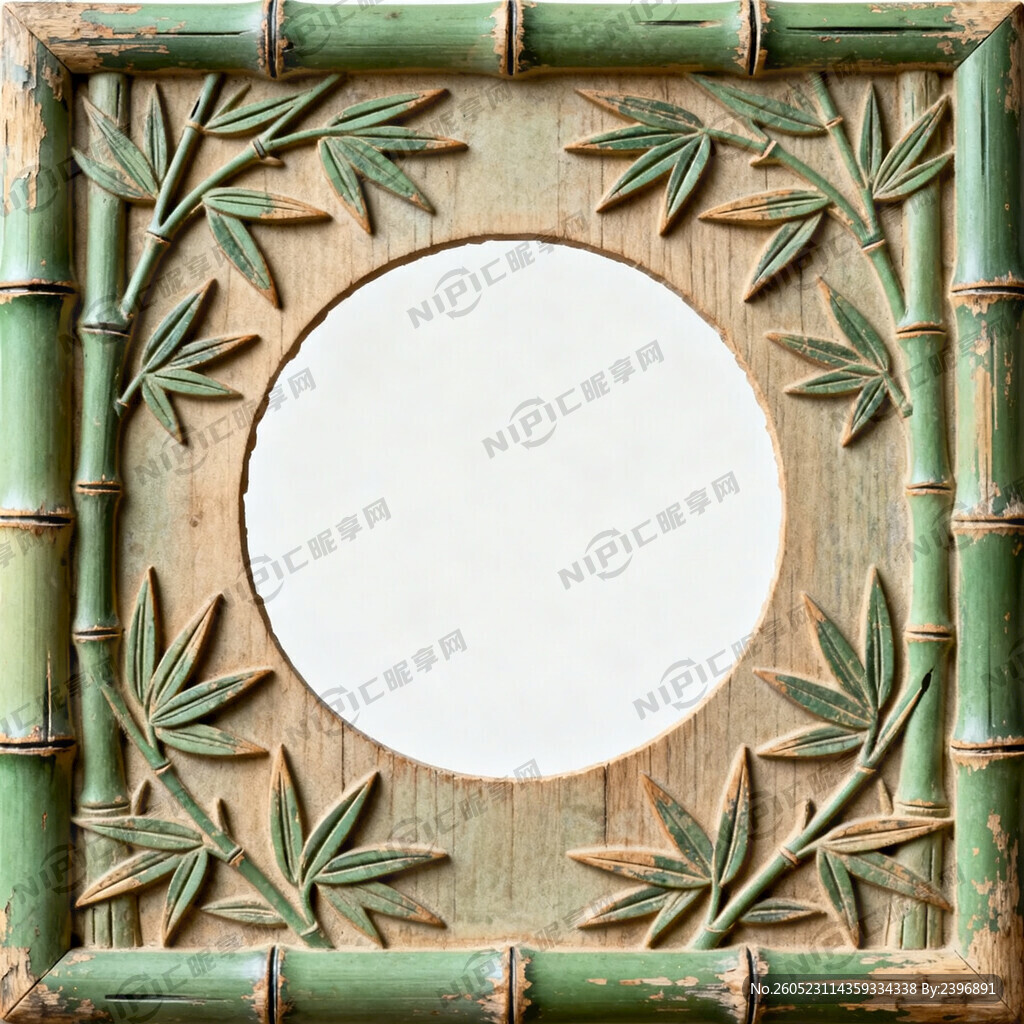 设计一张古风带竹元素的拍照打卡