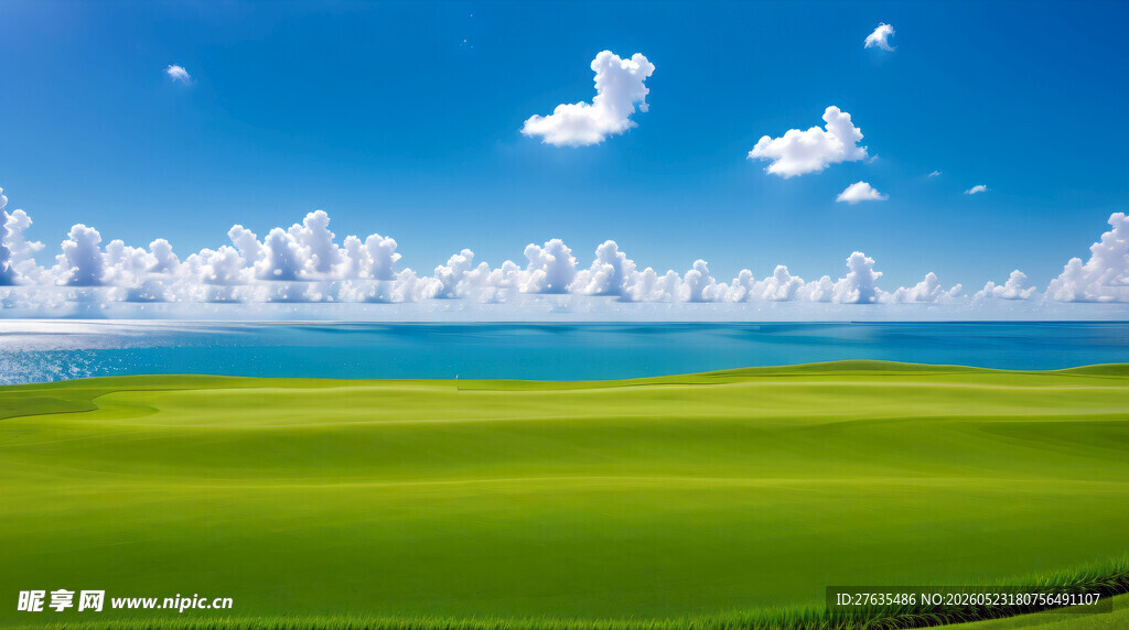 广袤草原与蓝天碧海美景