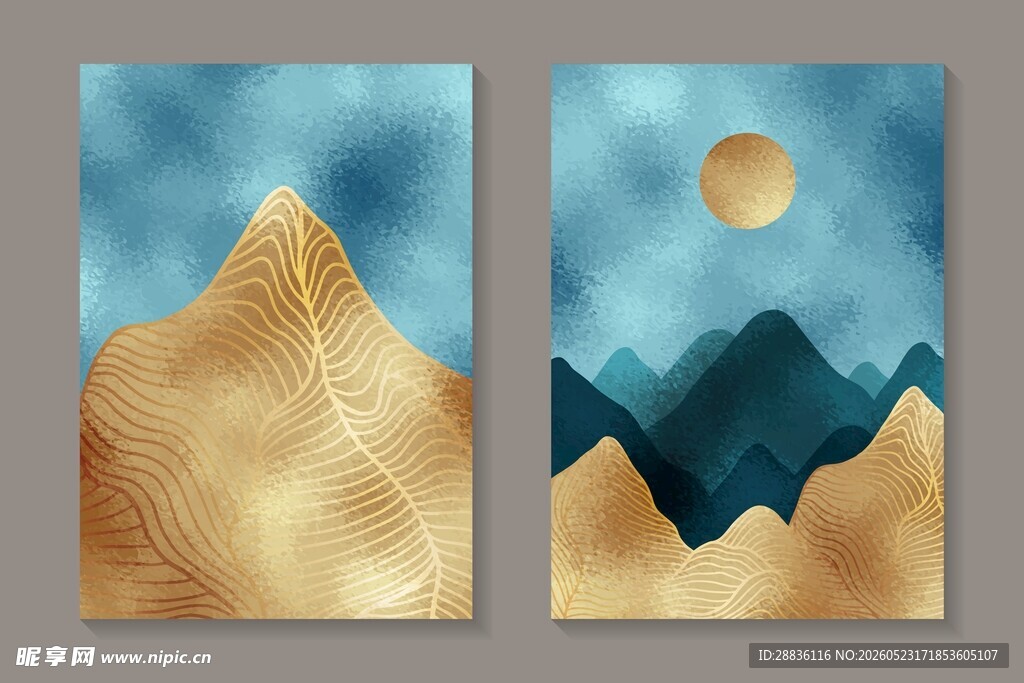 鎏金山水挂画