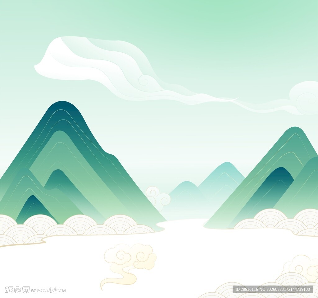 青绿山水背景