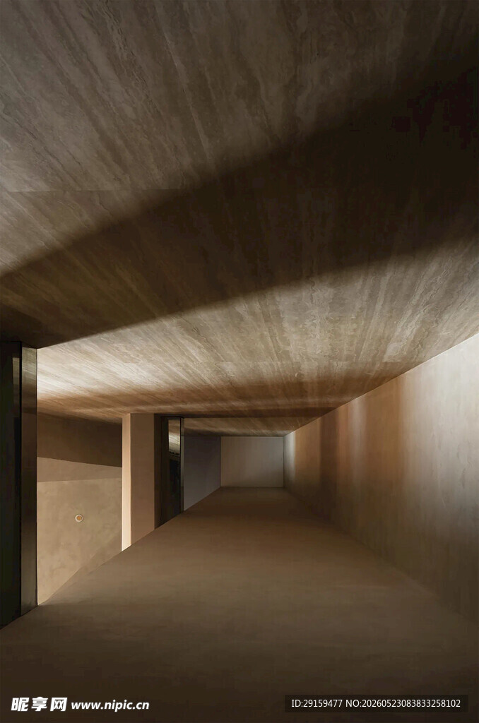 现代混凝土建筑长廊空间
