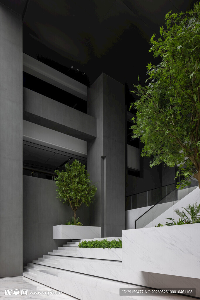 现代建筑庭院绿植景观