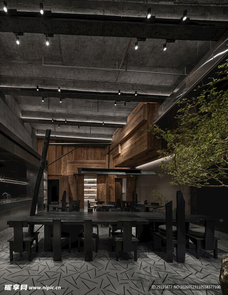现代工业风室内餐厅空间