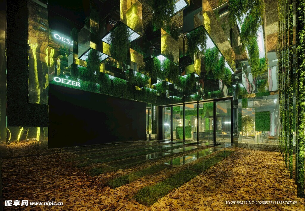 梦幻绿植灯光夜景空间