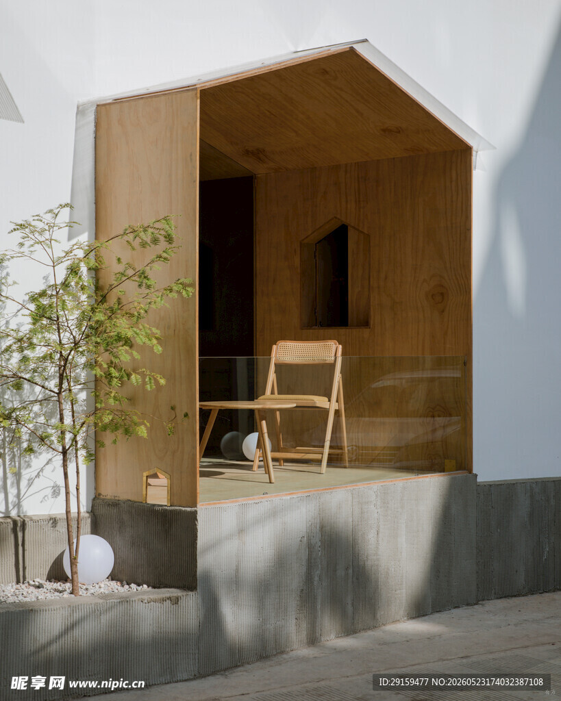 简约木质小屋户外休闲区