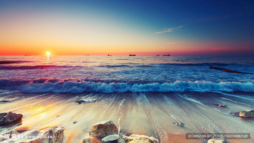 海边绝美日落海景图