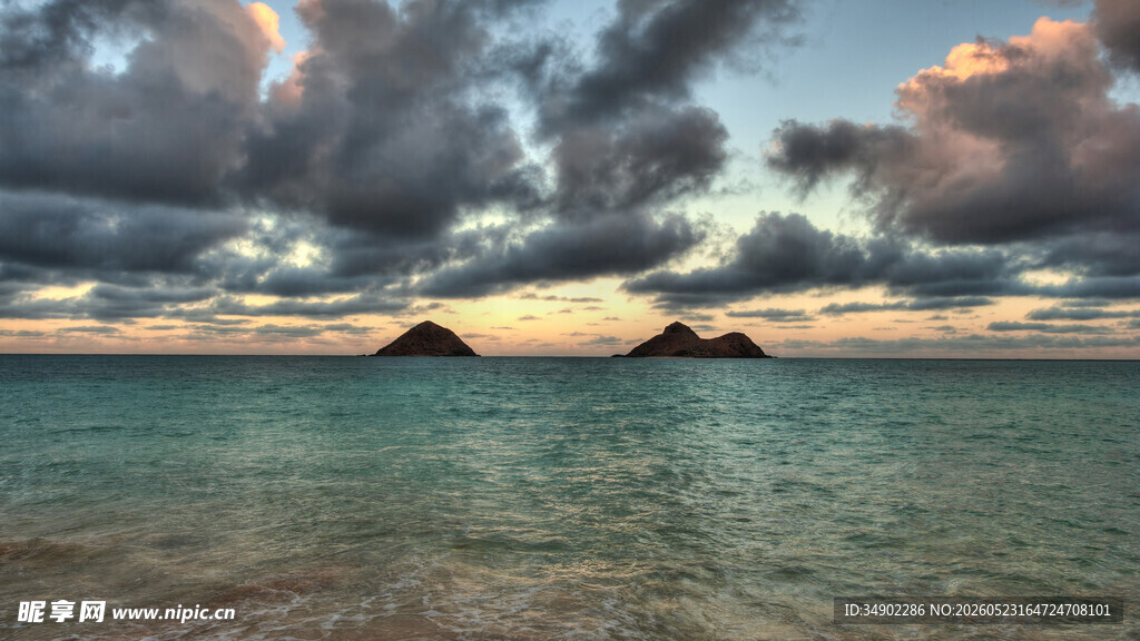 海上壮美日落景观