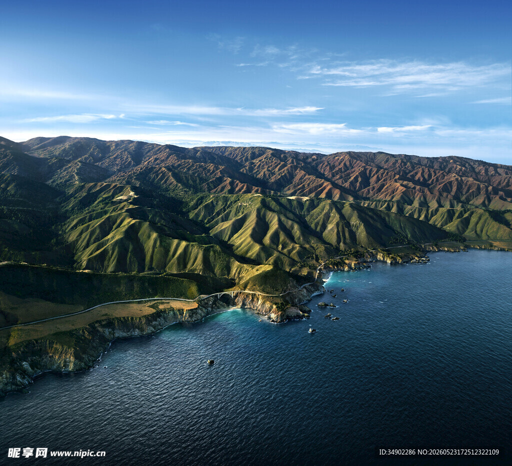 壮丽山水湖景俯瞰图