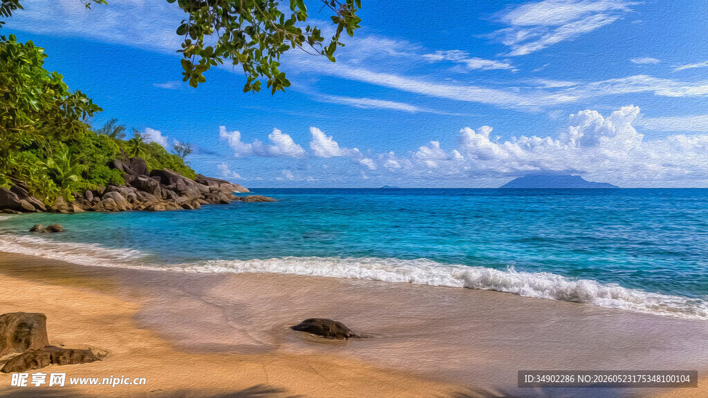 美丽海滨沙滩海景风光