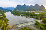 中国广西桂林荔浦荔江鱼鳞坝风光