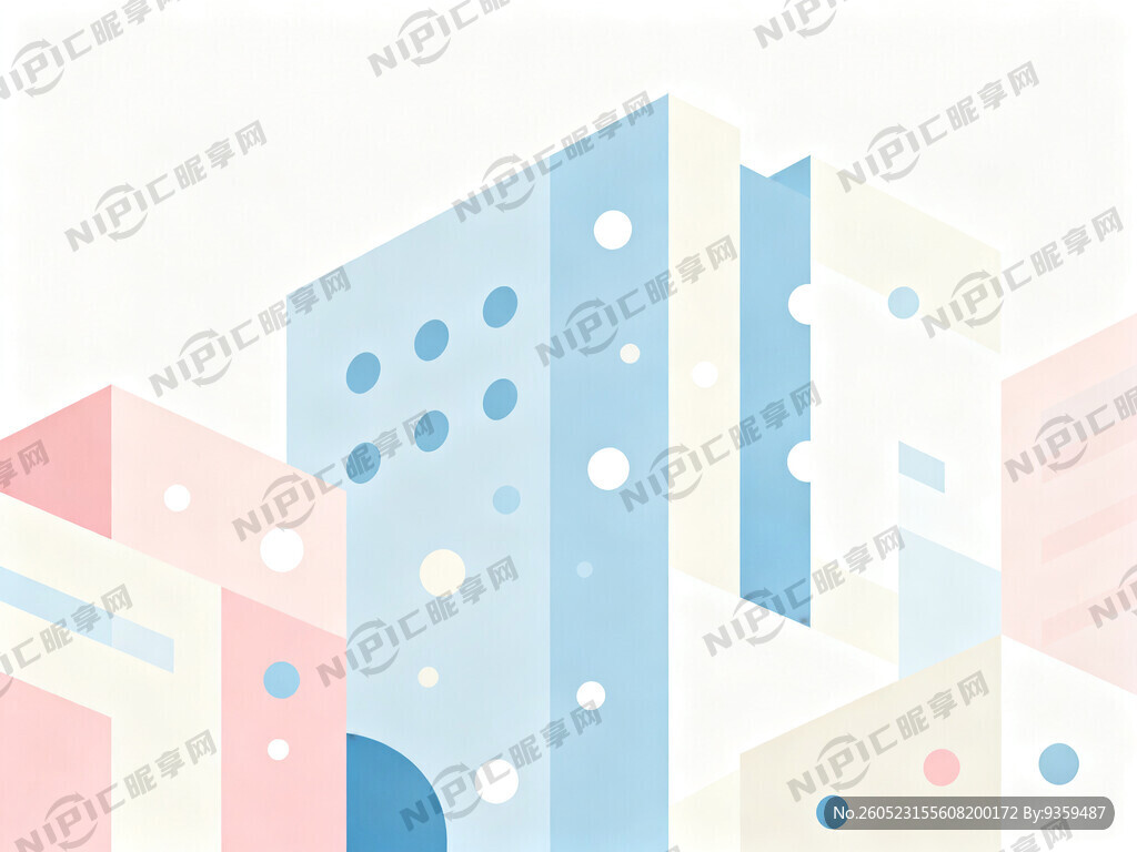 淡淡的圆点元素和建筑类的插画