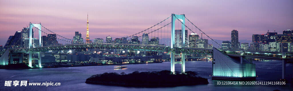 夜幕下的城市桥梁美景