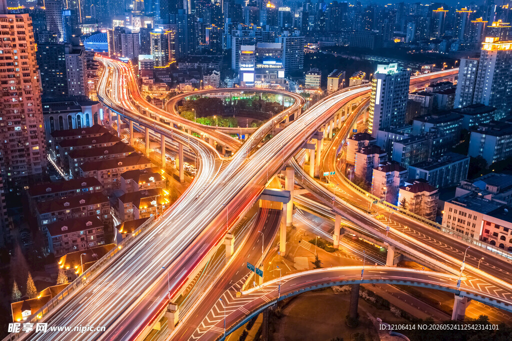 城市立交桥璀璨夜景