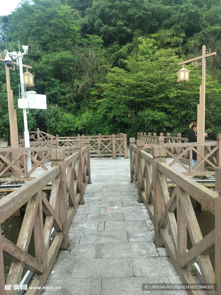 山间木质步道景致
