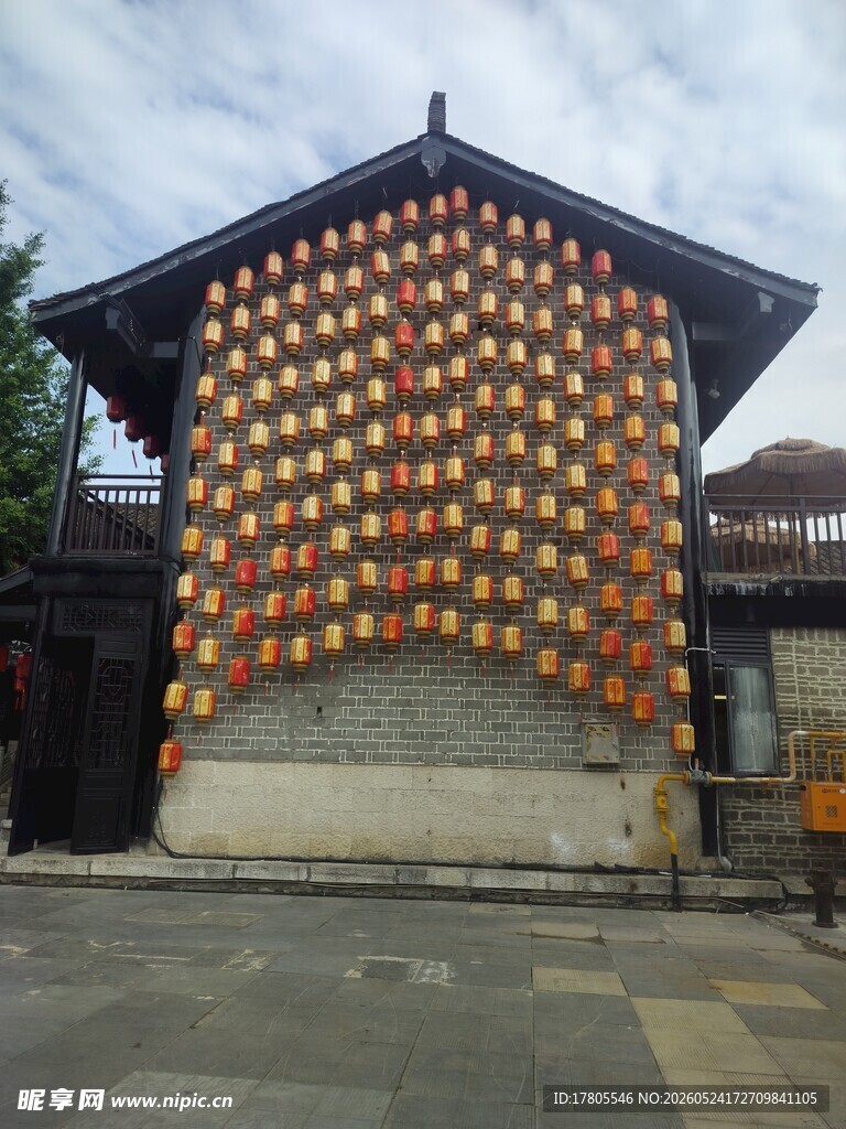 中式建筑挂饰灯笼景观