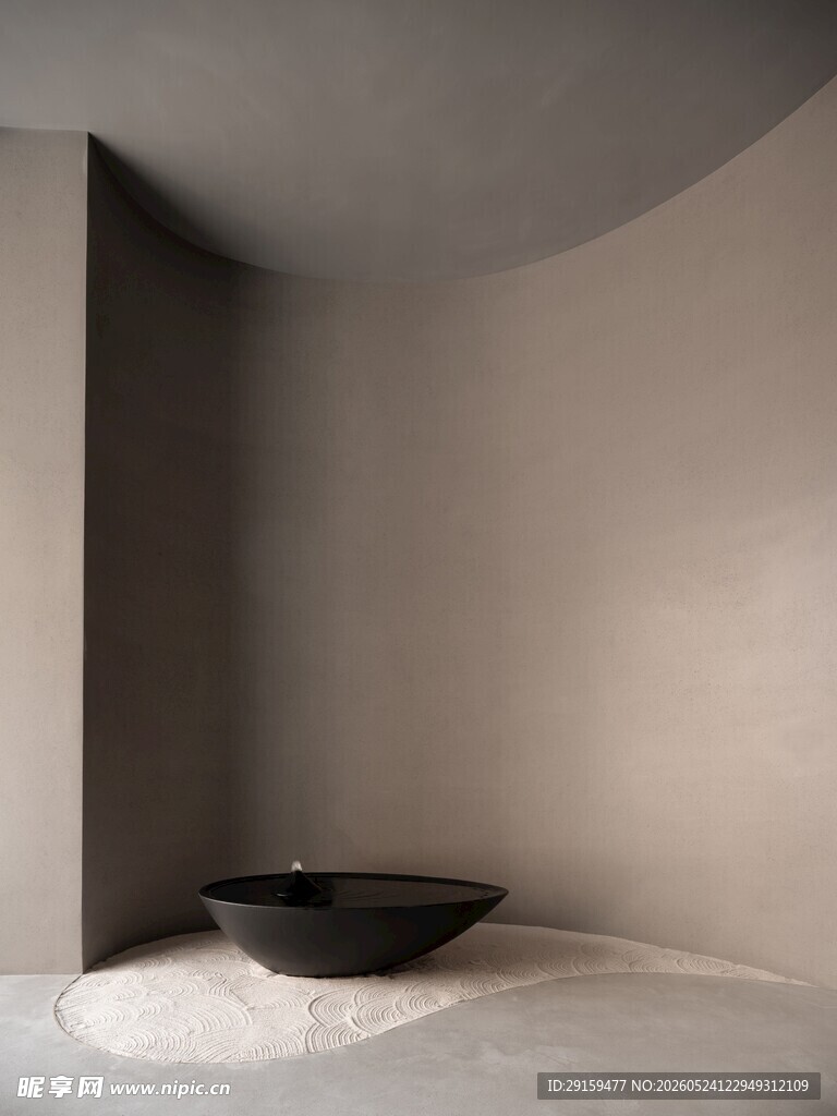 极简风室内的黑色洗手盆