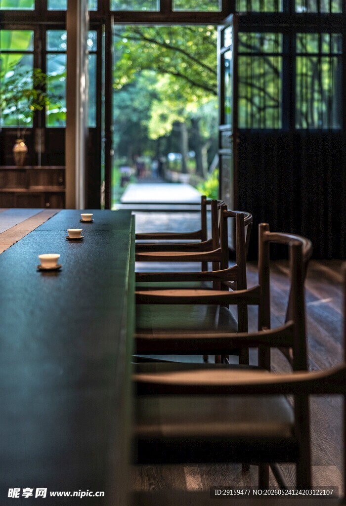 中式雅致茶室室内场景