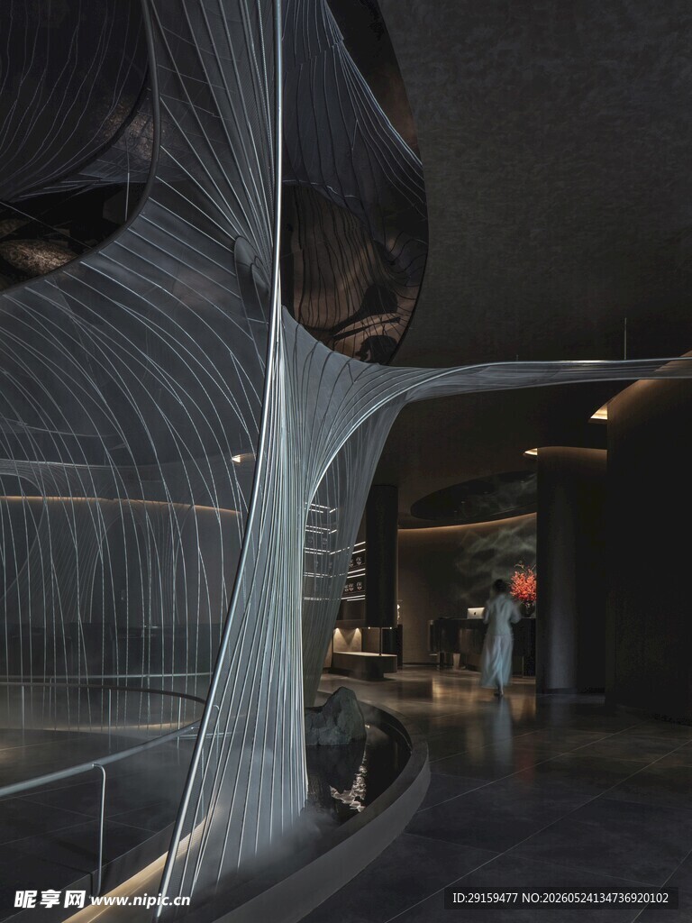 现代建筑内部独特线条景观