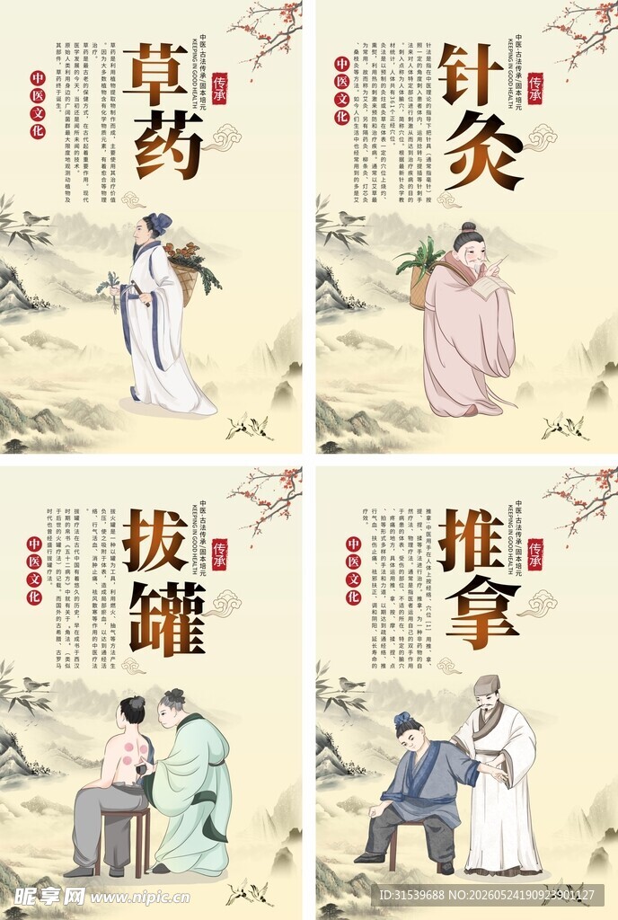 复古创意中医养生系列海报挂画