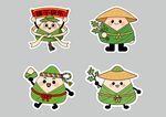 端午粽子卡通风古代形象贴纸