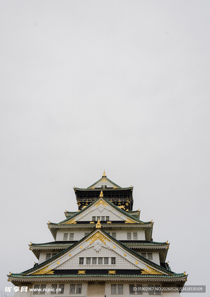 大阪城建筑顶部特写