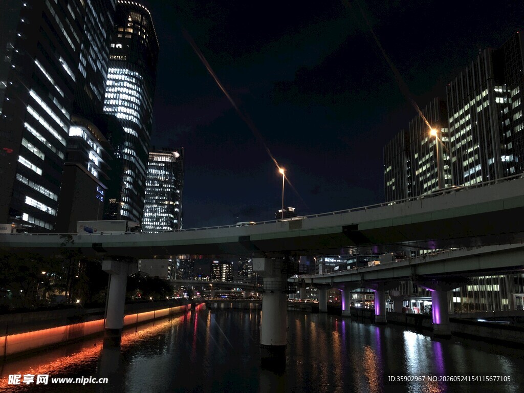 城市夜景中的绚丽车流