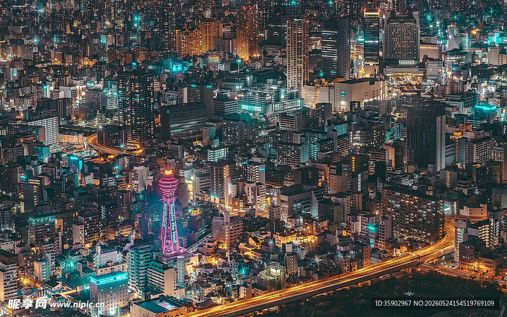 璀璨都市夜景俯瞰图