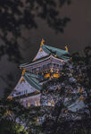 大阪城夜景古建筑之美