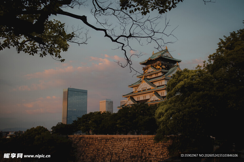 大阪城公园黄昏美景