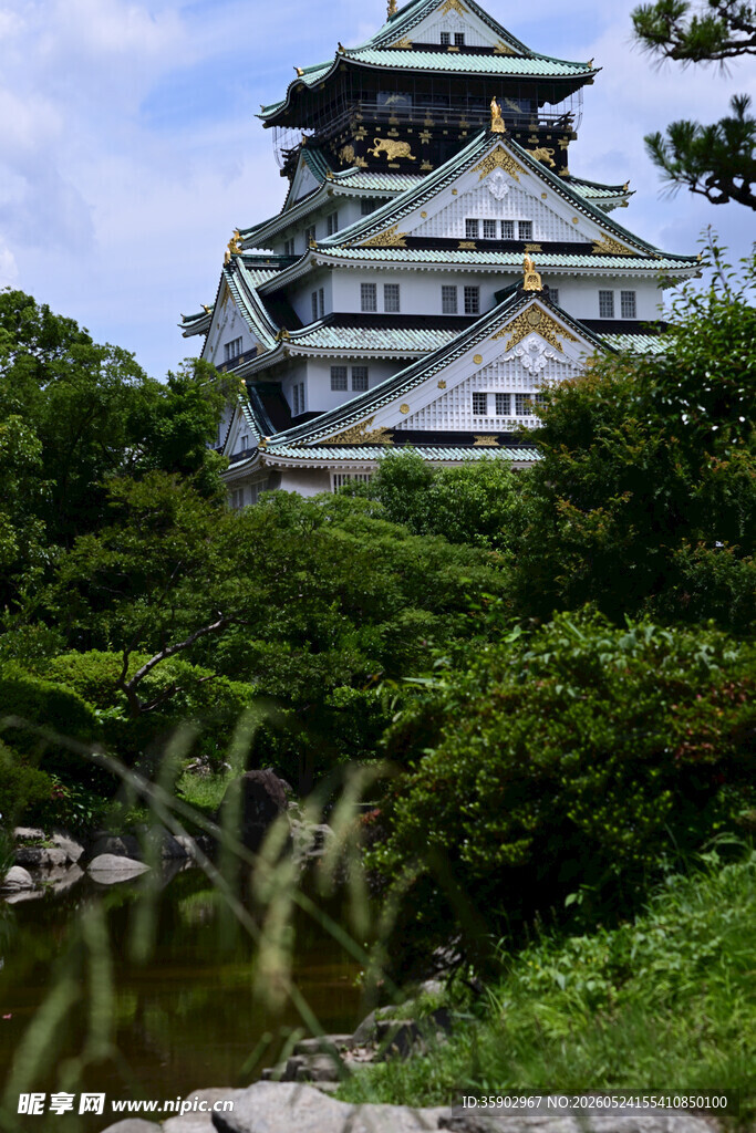 日本大阪城古典建筑美景