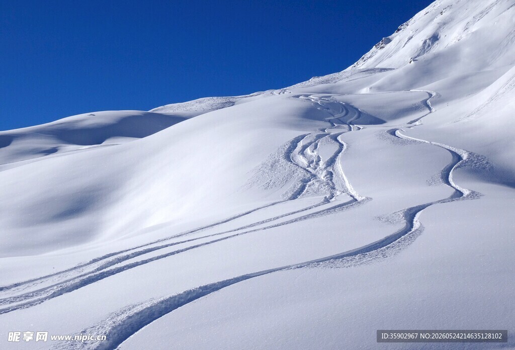 雪山上的滑雪轨迹