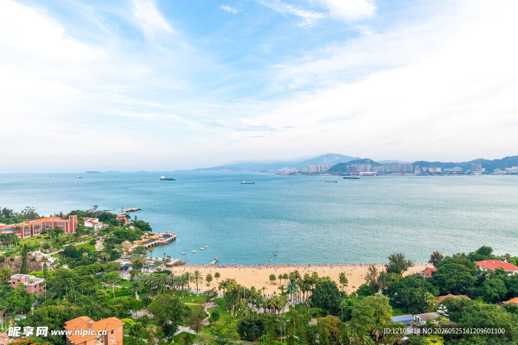 海滨城市美丽风光俯瞰