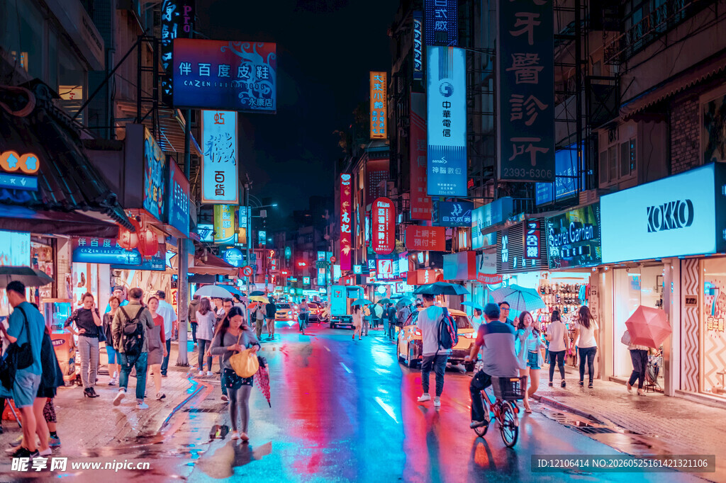 繁华都市街头夜景