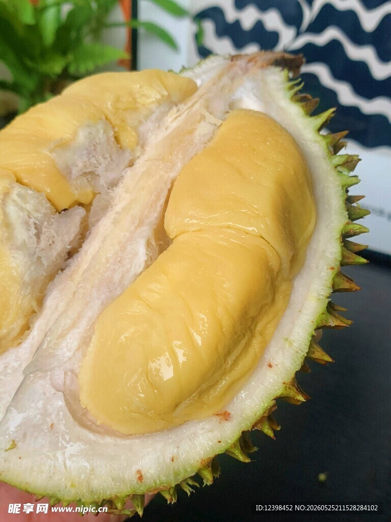 剥开的香甜榴莲果肉