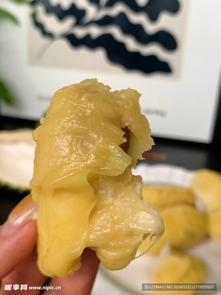 手捧剥开的新鲜释迦果