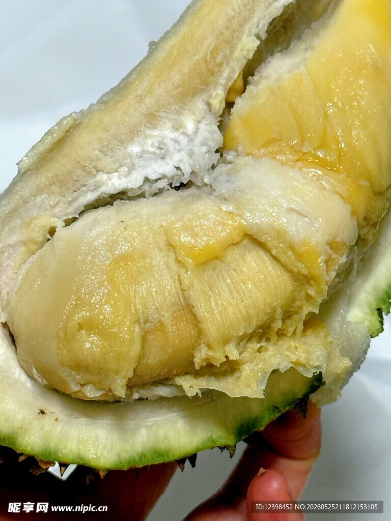 剥开的美味榴莲果肉