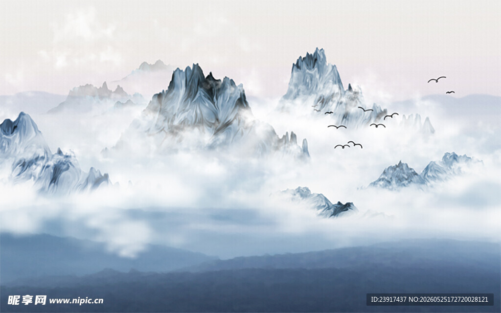 云海中的壮丽山峦景观
