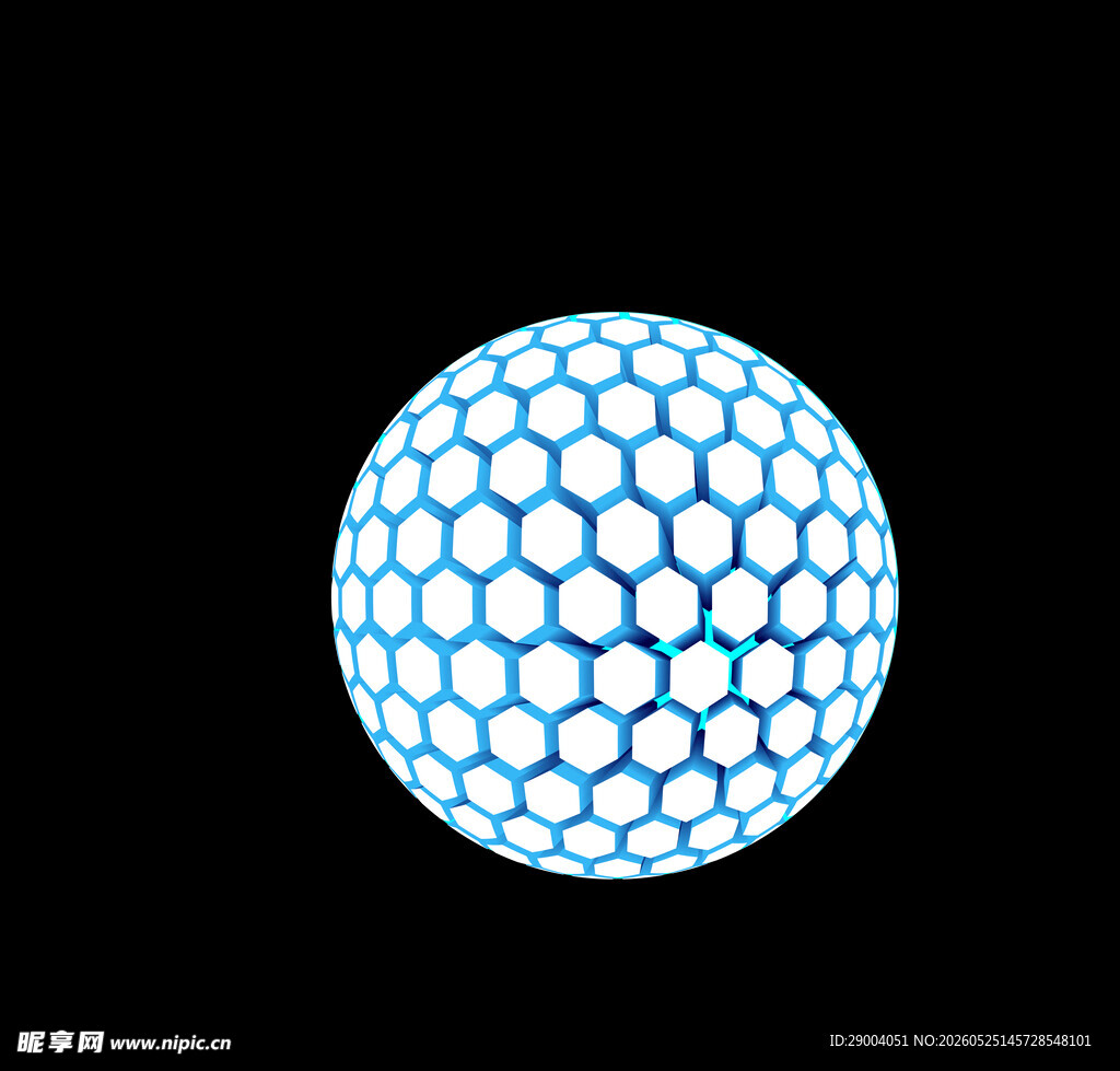 蓝色蜂窝球体图案