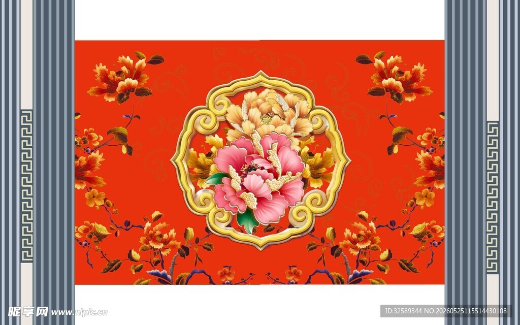 喜庆春节装饰门贴画面