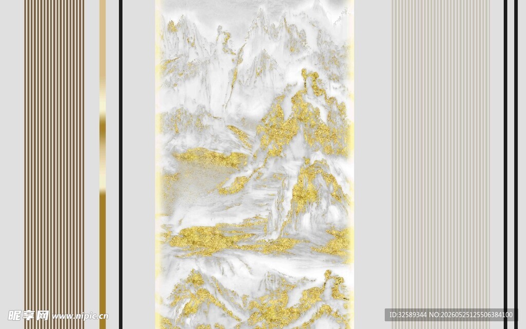 金色山水艺术玻璃装饰画