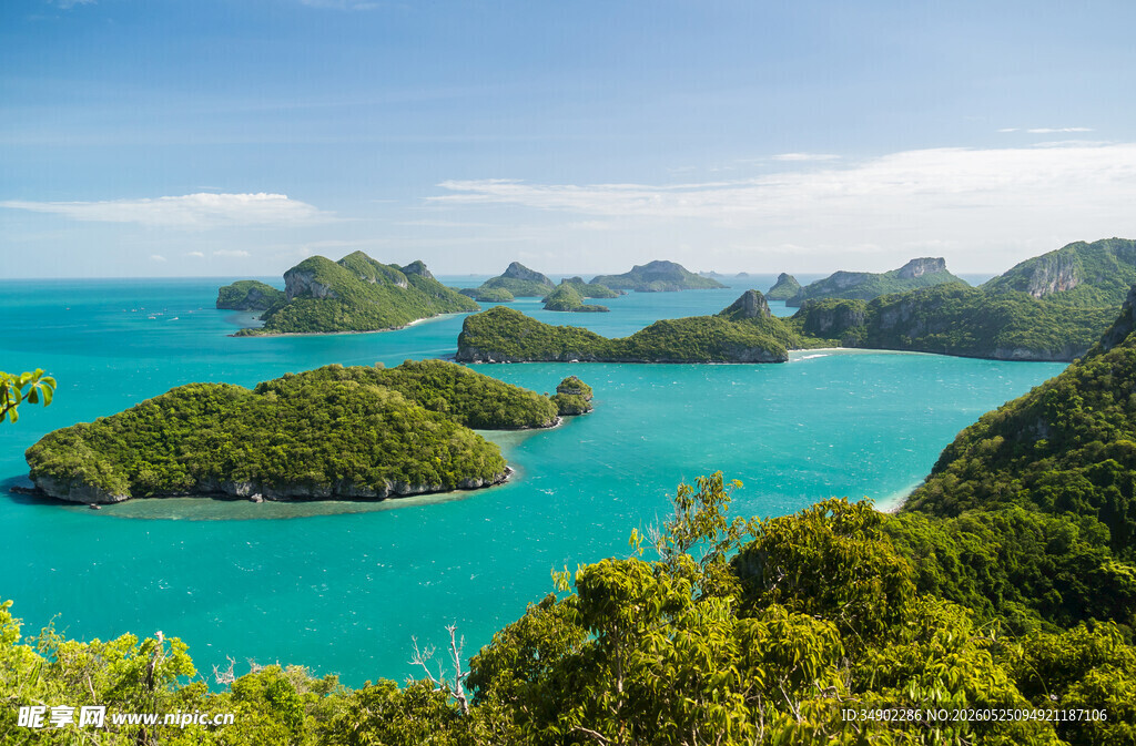 美丽海岛蓝色海域景观
