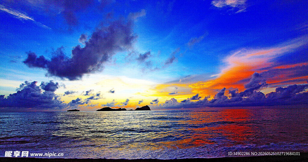 海上绚丽日落美景
