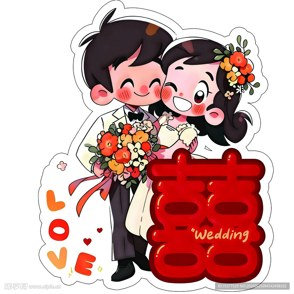卡通婚礼迎宾